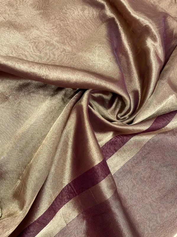 Humairah_Presents_Brown_Plain_Tissue_Tripple_Golden_Lace_Banarasi_Saree_with_Brown_Stripe_Blouse