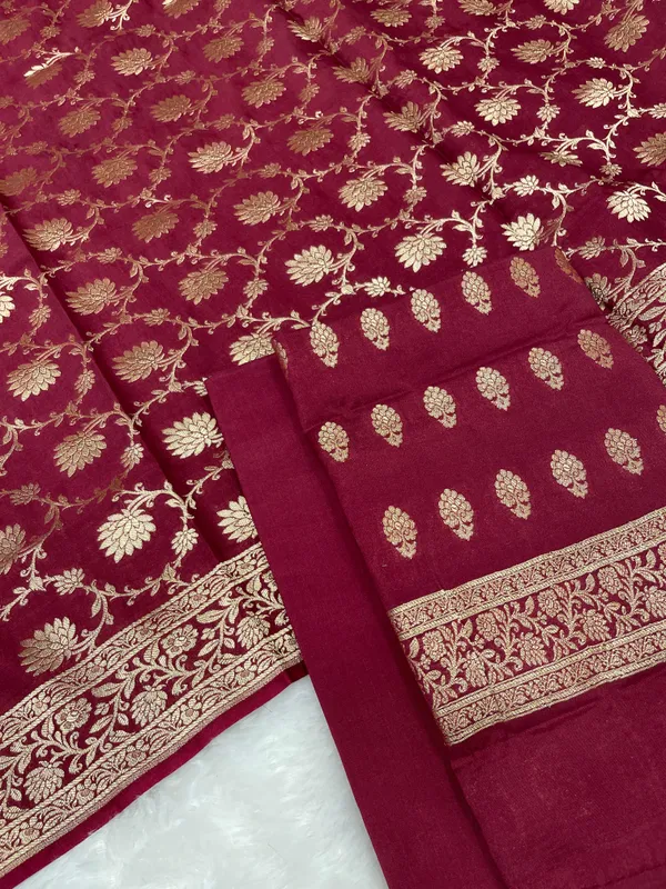 Puresilk_Handloom_Maroon_Mulberry_Silk_Banarasi_3_pcs_Suit_Set_RHN_MEL3