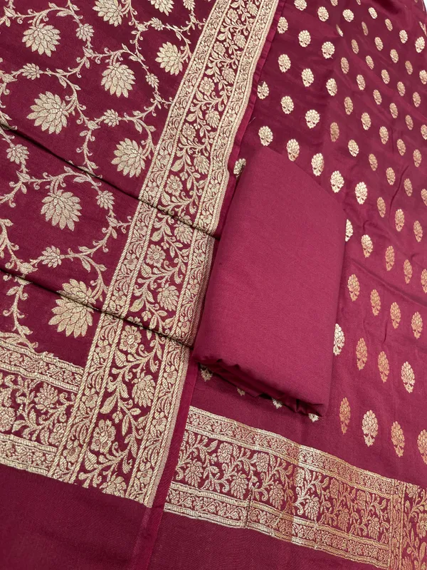 Puresilk_Handloom_Maroon_Mulberry_Silk_Banarasi_3_pcs_Suit_Set_RHN_MEL3