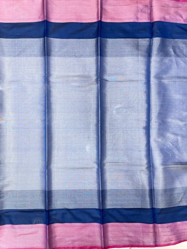 Humairah_Presents_Green_Floral_Mina_Zari_Stripe_and_Dual_Skirt_Copper_and_Silver_Boota_with_Contrast_Beige_Pallu_Banarasi_Zari_Border_and_Blue_Blouse