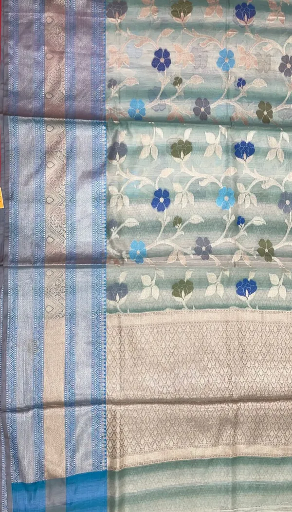 Grey_Matka_Silk/Silk_Blend_Banarasi_Sarees_For_Women_GEMTKSLK_195