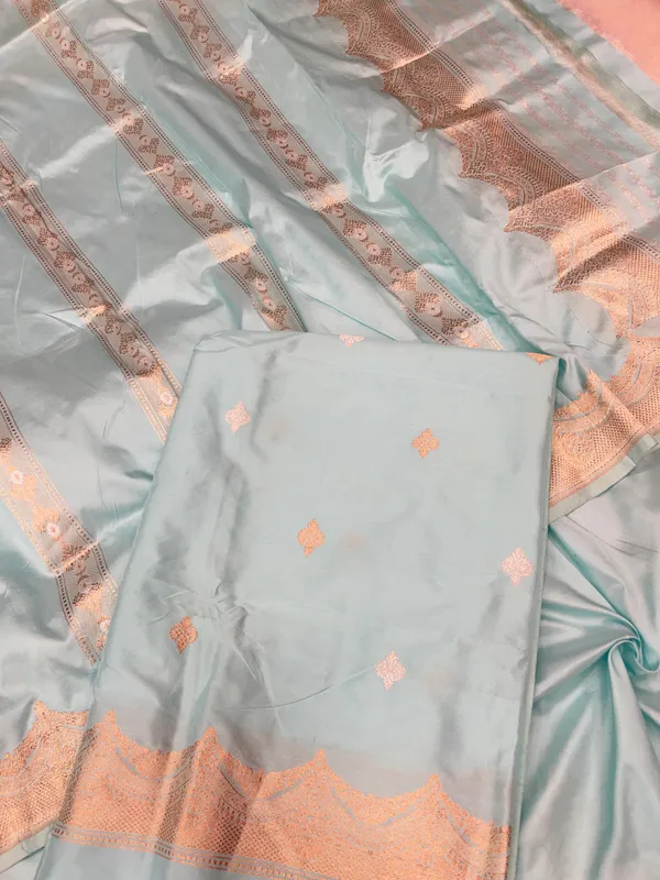 Pure_Handloom_Seagreen_Katan_Silk_Silver_Zari_Booti_Kadhwa_Banarasi_3_pcs_Suit_Set_14000PR_KS6