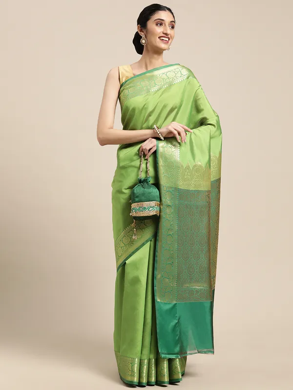 Green_Valkalam_Katan_Silk_Banarasi_Sarees_For_Women_GEKH30