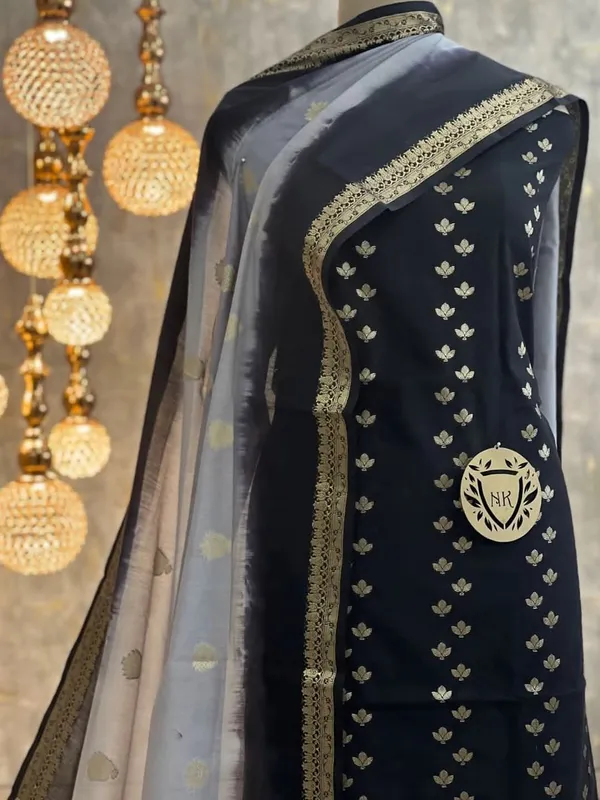 Black_Cotton_Silk_Banarasi_Suit_with_Silver_Zari_Booti_&_Elegant_Tassel_Dupatta_1050SKL_CSP8