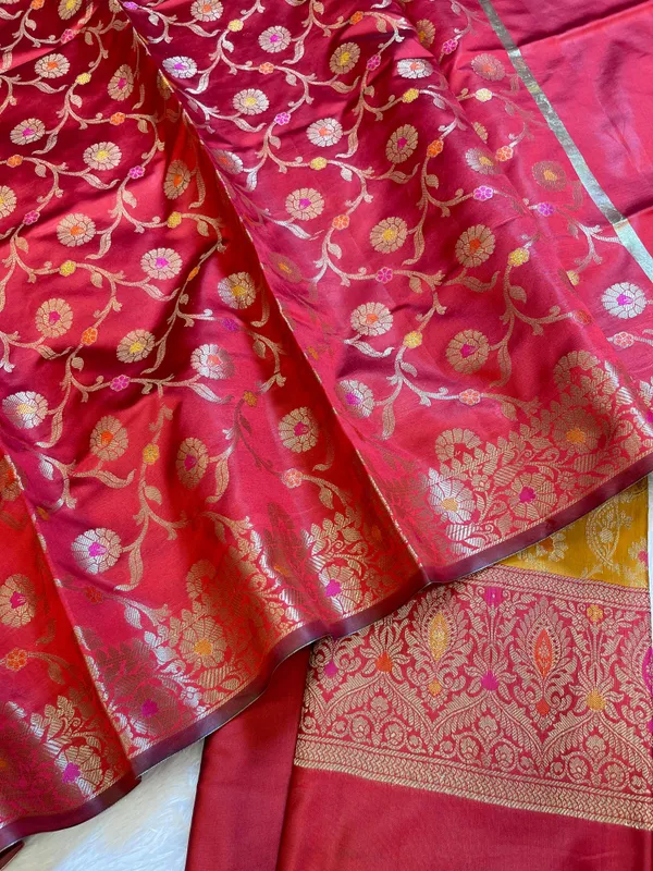 Mustard_Art_Silk_Floral_Zari_Mina_Jaal_Contrast_Banarasi_Suit_with_Red_Dupatta_625AJ_TPT16