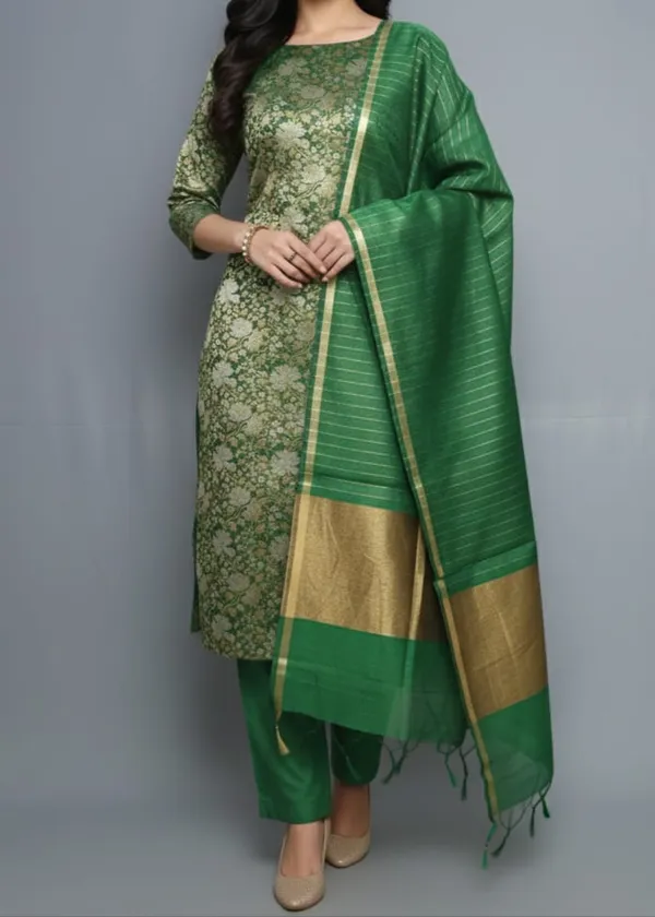 Green_Silk_Brocade_Resham_Zari_Banarasi_Suit_with_Cotton_Stripe_Zari_Dupatta_600SKL_MB2