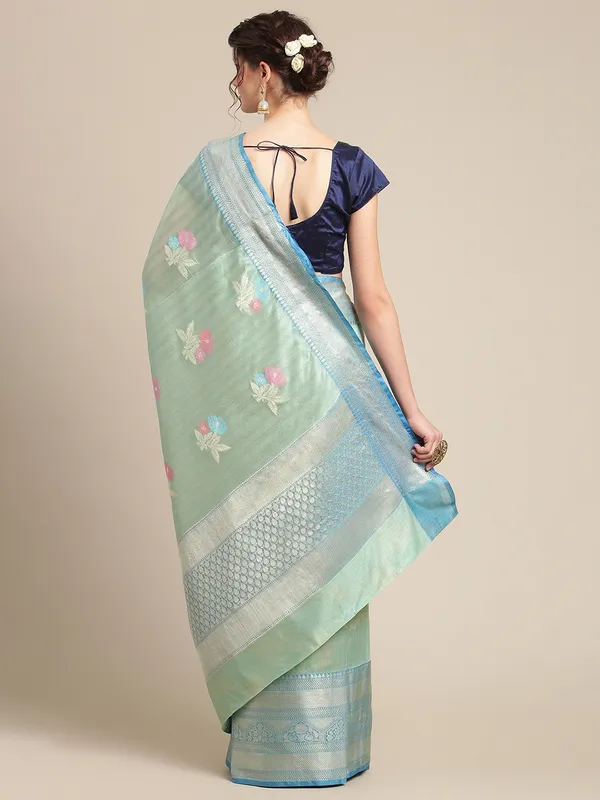 Sea_Green_Mulberry_Silk/Silk_Blend_Banarasi_Sarees_For_Women_GEMELBRSLK_8