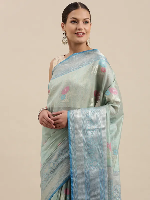 Sea_Green_Mulberry_Silk/Silk_Blend_Banarasi_Sarees_For_Women_GEMELBRSLK_8