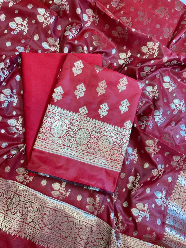 Red_Semi_Silk_Floral_Boota_Banarasi_3_pcs_Suit_Set_900AJ_SK11