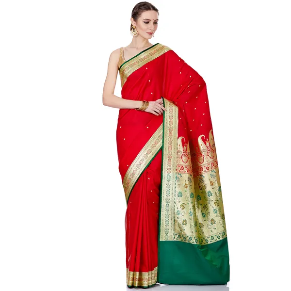 Humairah_Presents_Red_Satin_Silk_Saree_With_Blouse_Piece(JA67_RED_Free_Size)