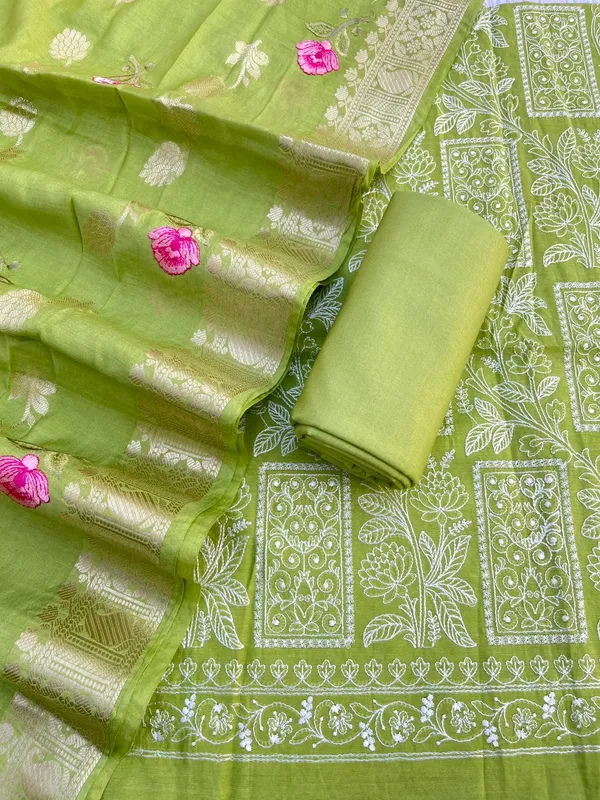 Light_Green_Pure_Banarasi_Mercerised_Suit_with_Zari_Booti_Weaving_&_Embroidery_Dupatta_1250SKL_ME6