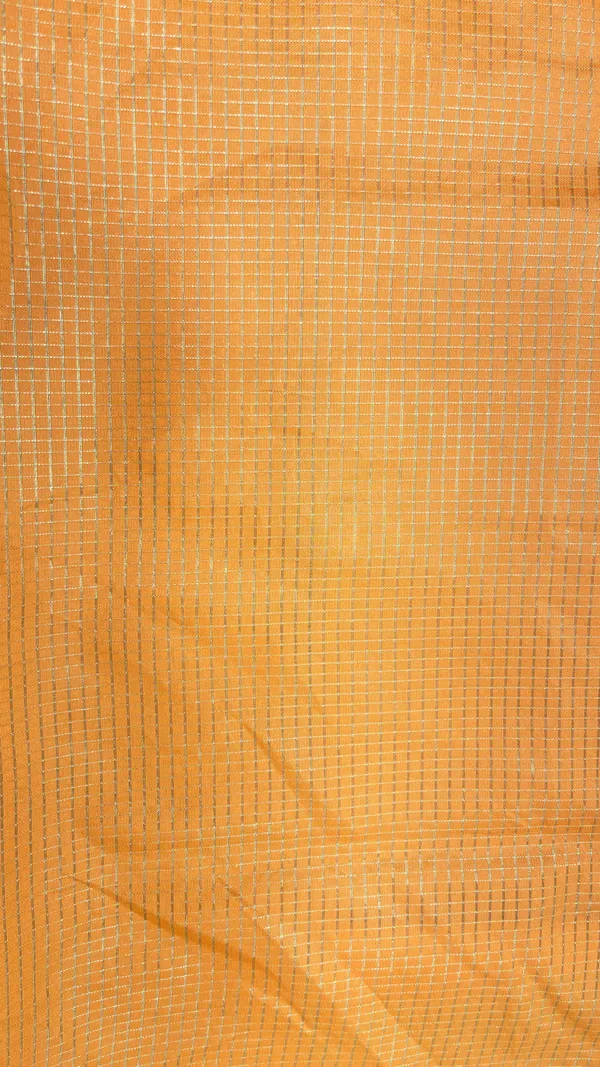 Humairah_Presents_Orange_Organza_Zari_Plain_Striped_with_Beige_Zari_Border_with_Contrast_Beige_Pallu_and_Orange_Blouse