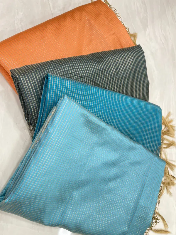 Humairah_Presents_Orange_Organza_Zari_Plain_Striped_with_Beige_Zari_Border_with_Contrast_Beige_Pallu_and_Orange_Blouse