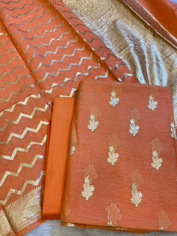 Peach_Mercerise_Silk_Floral_Zari_Booti_with_Zig-Zag_Dupatta_Banarasi_Suit_11SKL_MSRS2