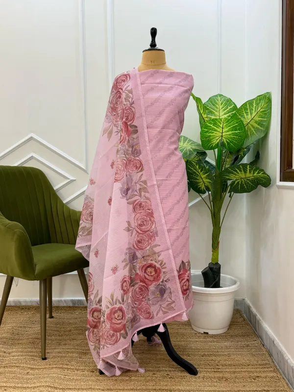 Pink_Kota_check_Aada_Stripe_Digital_Print_Banarasi_Suit_with_Floral_Printed_Dupatta_130PNJ_KCD3
