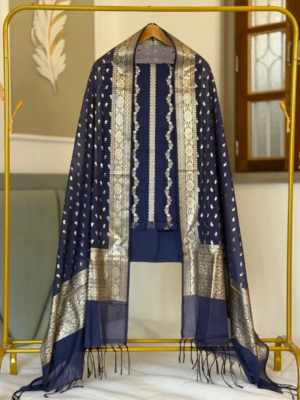 Navy_Blue_Mal_Chanderi_Lorex_Zari_Booti_Banarasi_Suit_With_Chanderi_Weave_Dupatta_150PNJ_MCL2