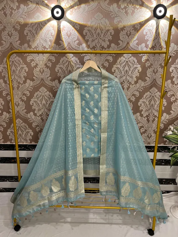 Light_Blue_Tissue_Silk_Zari_Booti_Banarasi_Suit_with_Polka_dot_traditonal_Border_Dupatta_1500ASG_TSU3