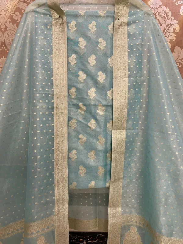 Light_Blue_Tissue_Silk_Zari_Booti_Banarasi_Suit_with_Polka_dot_traditonal_Border_Dupatta_1500ASG_TSU3