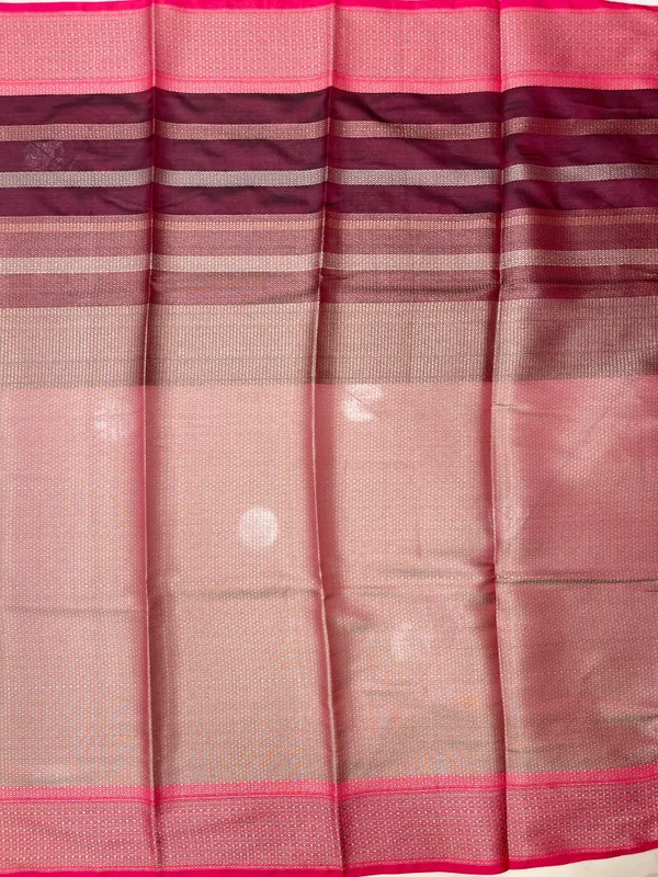 Humairah_Presents_Black_Art_Silk_Floral_Copper_Zari_Boota_with_Contrast_Maroon_Pallu_Banarasi_Zari_Border_with_Maroon_Multi_Stripe_Blouse