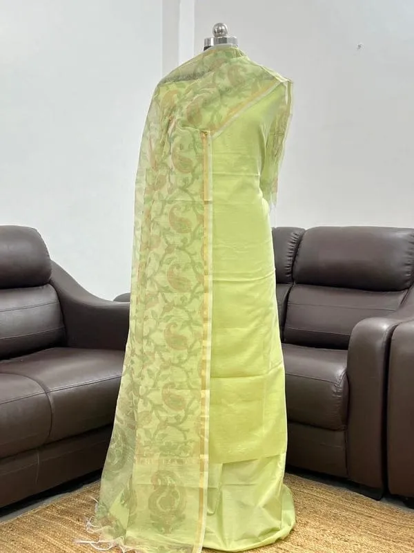 Pista_Green_Cotton_Linen_Plain_with_Printed_Jaal_Dupatta_Banarasi_Suit_650SKL_LN35