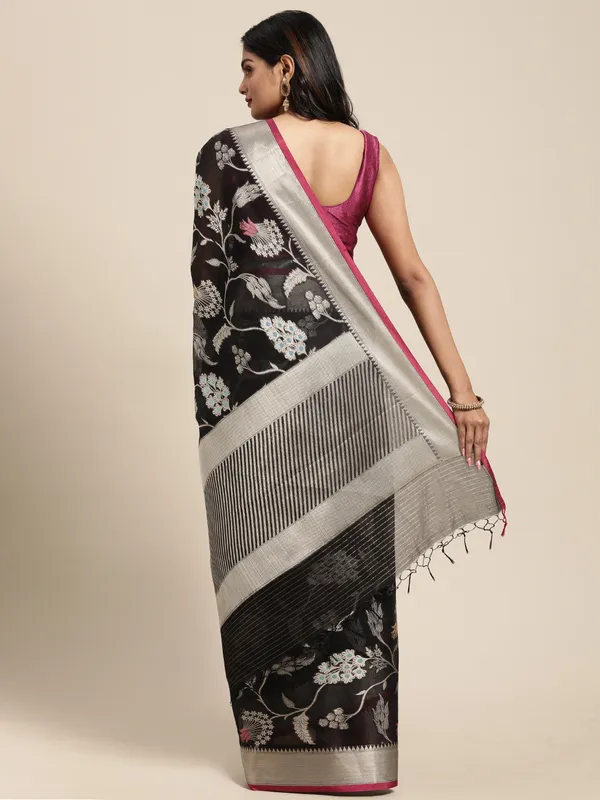 Black_Masrise_Cotton/Cotton_Banarasi_Sarees_For_Women