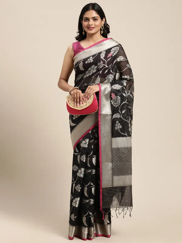 Black_Masrise_Cotton/Cotton_Banarasi_Sarees_For_Women