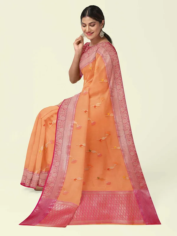 Orange_Cotton_Blend_Banarasi_Sarees_For_Women_GEHKR_67