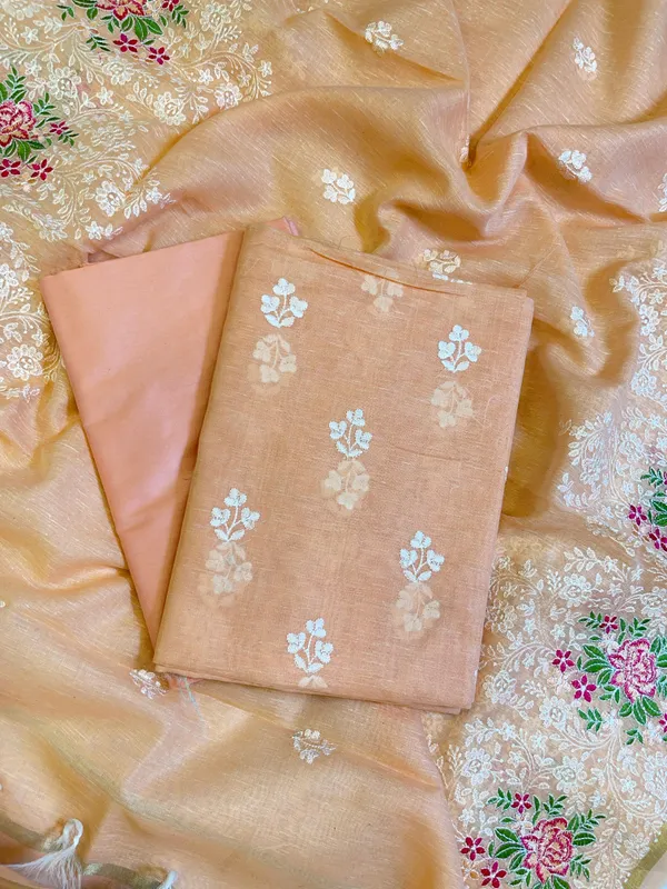 Peach_Linen_Banarasi_3_pcs_Suit_Set_with_Embroidery_Dupatta_1100SKL_LN2