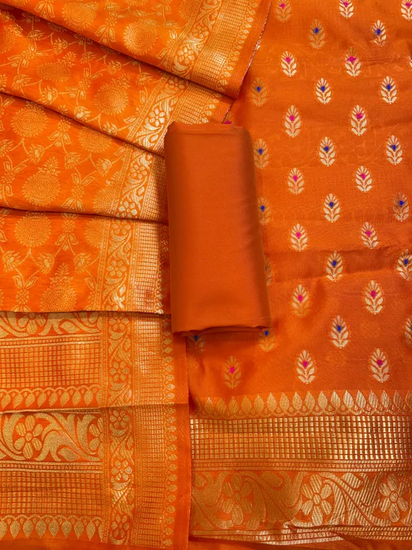 Orange_Butter_Silk_Zari_Mina_Booti_Banarasi_3_pcs_Suit_Set_600SKL_BS5