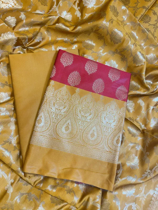 Red_Art_Silk_Floral_Zari_Boota_Contrast_Banarasi_Suit_with_Mustard_Dupatta_625AJ_TPT11