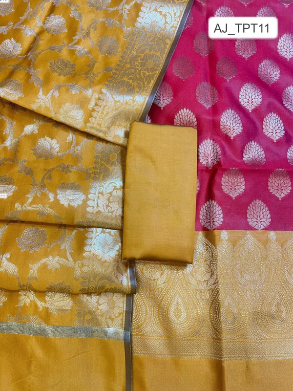 Red_Art_Silk_Floral_Zari_Boota_Contrast_Banarasi_Suit_with_Mustard_Dupatta_625AJ_TPT11