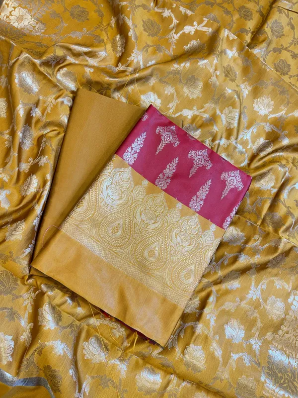 Red_Art_Silk_Floral_Zari_Booti_Contrast_Banarasi_Suit_with_Mustard_Dupatta_625AJ_TPT25