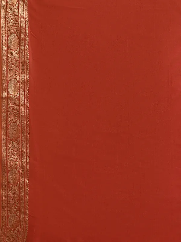 Humairah_Handwoven_Olive_Green_Valkalam_Katan_Silk_Booti_Zari_Border_With_Rust_Brown_Blouse_Banarasi_Saree