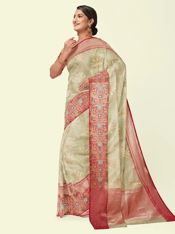 Green_Cotton_Blend_Banarasi_Sarees_For_Women