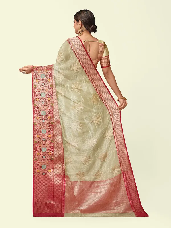 Green_Cotton_Blend_Banarasi_Sarees_For_Women