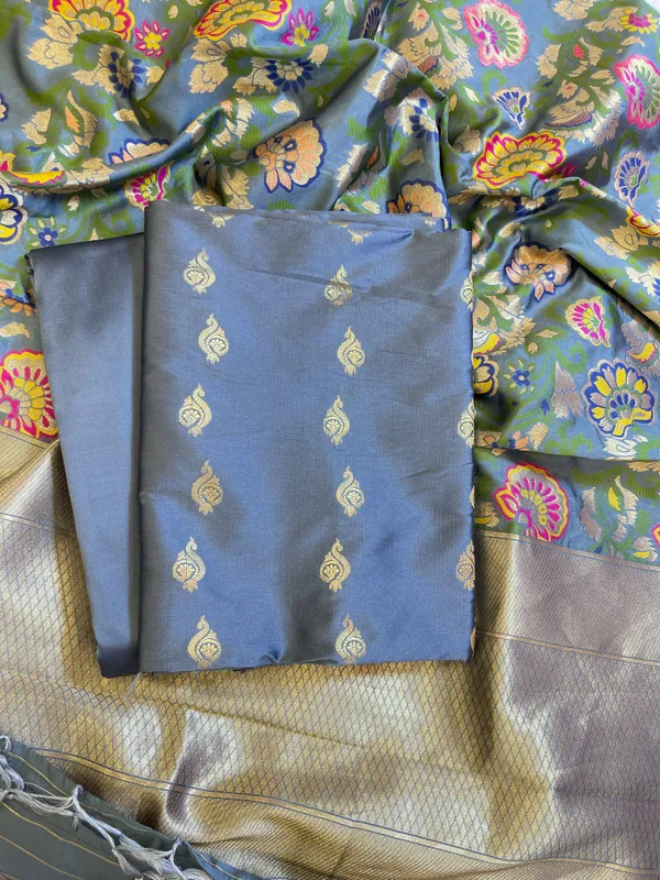 Grey_Katan_Silk_Zari_Booti_Banarasi_3_pcs_Suit_Set_with_Multicolor_Mina_Dupatta_700SKL_KS9