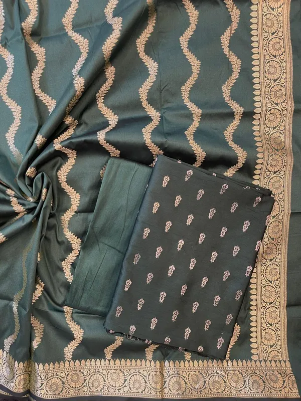 Dark_Green_Katan_Silk_Floral_Zari_Booti_with_Zig-Zag_Dupatta_Banarasi_Suit__700SKL_KSA52
