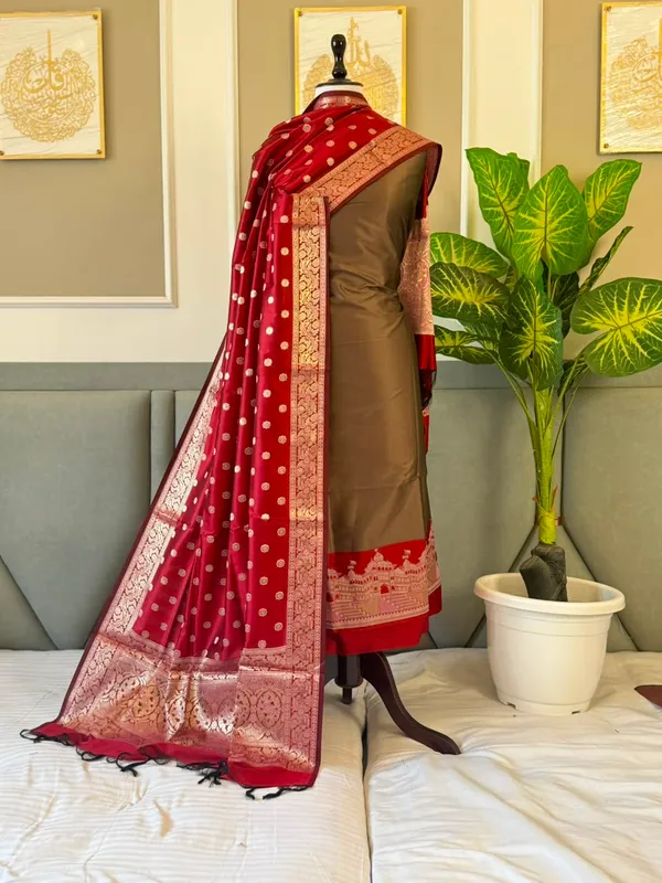 Light_Brown_Alfi_Katan_Silk_Ghat_Daman_Banarasi_Suit_With_Contrast_Red_Zari_Booti_Dupatta_160Pnj_Ksg4