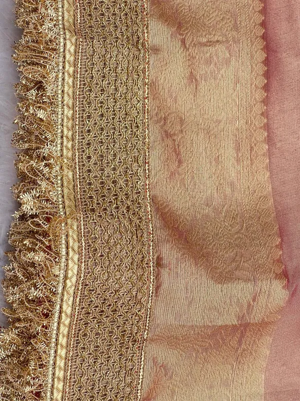 Peach_Tissue_Silk_Plain_Contrast_Pink_Pallu_Banarasi_Saree_with_Lace_work_Border_BFS_TL8_BFS_TL9
