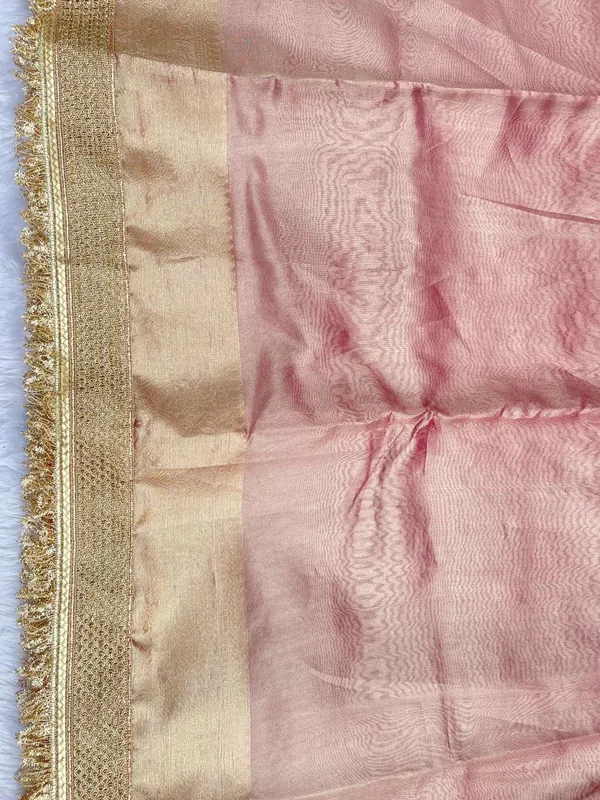 Peach_Tissue_Silk_Plain_Contrast_Pink_Pallu_Banarasi_Saree_with_Lace_work_Border_BFS_TL8_BFS_TL9
