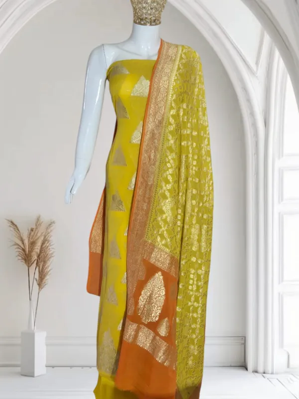 Pure_Handloom_Mustard_Yellow_Khaddi_Georgette_Floral_Boota_with_Contrast_Orange_Dupatta_Suit_Set_6500SKL_KG13