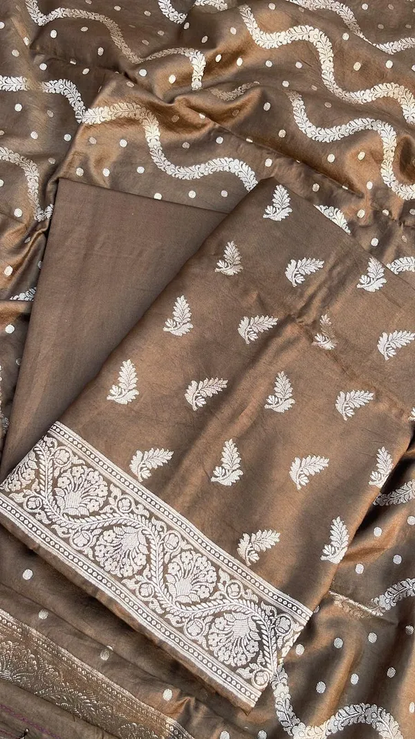 Brown_Soft_Viscose_Silk_Vasket_Zari_Booti_with_Leheriya_Dupatta_1050BFS_SV2
