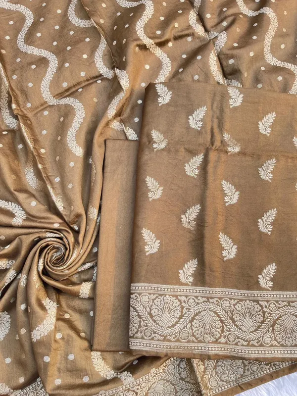 Brown_Soft_Viscose_Silk_Vasket_Zari_Booti_with_Leheriya_Dupatta_1050BFS_SV2
