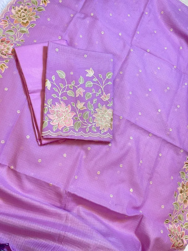 Purple_Kota_Check_Embroidery_Banarasi_3_pcs_Suit_Set_1100SKL_KC6