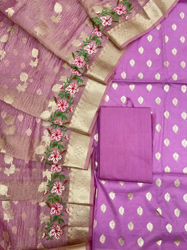 Lavender_Pure_Cotton_Embroidery_Tissue_Dupatta_Banarasi_3_pcs_Suit_Set_IM_PCEM5