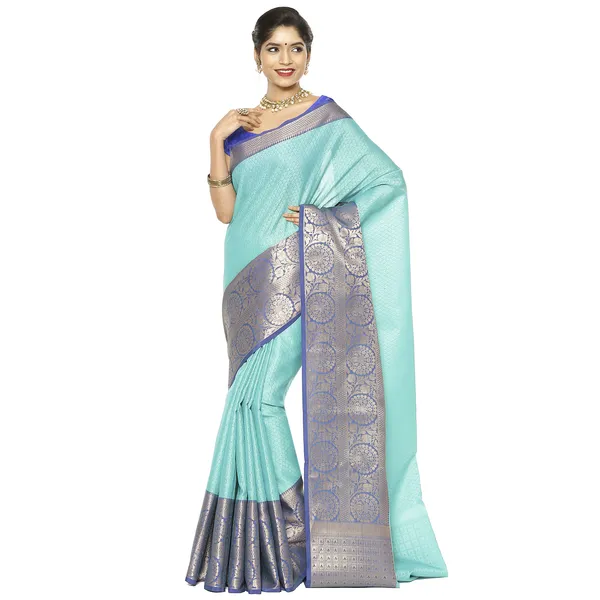 Turquoise_Blue_Art_Silk/Tanchoi_Banarasi_Sarees_For_Women_GEBC9
