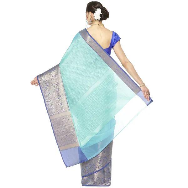 Turquoise_Blue_Art_Silk/Tanchoi_Banarasi_Sarees_For_Women_GEBC9