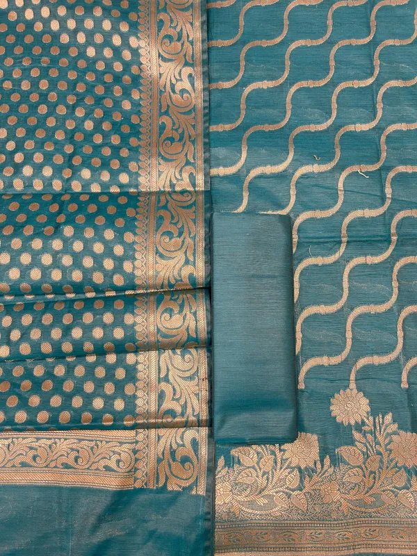 Seagreen_Cotton_Silk_Lehariya_Banarasi_3_pcs_Suit_Set_675JVC_106