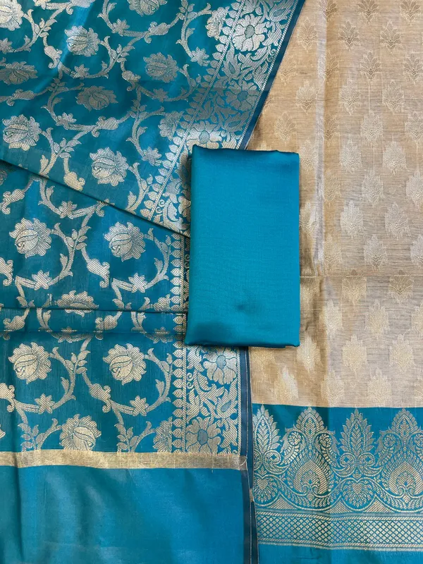 Beige_Art_Silk_Floral_Zari_Booti_Contrast_Banarasi_Suit_with_Seagreen_Dupatta_625AJ_TPT50