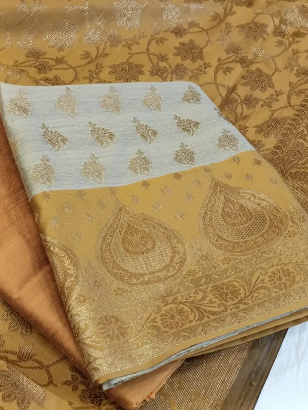Tussar_Cotton_Floral_Zari_Booti_with_Contrast_Mustard_Gold_Silk_Border_Banarasi_Suit_525IM_CTN2